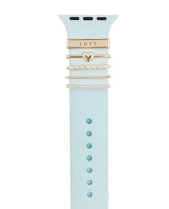 Apple Watch Gold Heart Pearls Band Charms Accessories LOVE Classic 38 40 41 42 - Zdjęcie 1 z 3