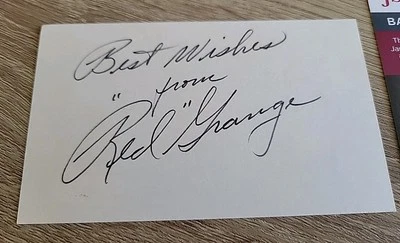 Red Grange Signed 3x5 Index Card Chicago Bears Autograph JSA COA  - Image 1 of 2