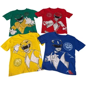 Set of 4 Power Rangers Graphic Tees Bundle - Red Blue Green Yellow -Kids Size 5 - Picture 1 of 6