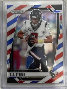 C.J. Tarjeta de fútbol americano Stroud 2024 Panini roja blanca y azul Prizm #111 Texans - Imagen 1 de 2