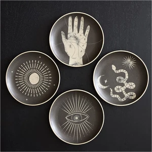 Set of 4 West Elm Halloween Salad Plates Curiosity 8.5” Stoneware NEW - Picture 1 of 7