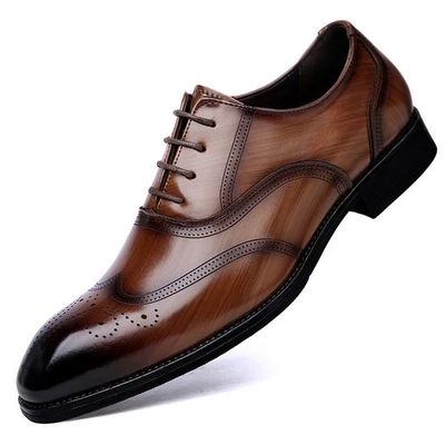 Zapatos formales de cuero para hombre británico brogue punta encaje Foto 1 de 4