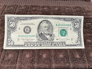1990 $50 FIFTY DOLLAR FEDERAL RESERVE NOTE BANK OF NEW YORK TRIPLE "B" BRADY - Picture 1 of 2