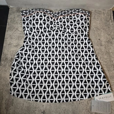 Bikini Tankini Seafolly Náutico Sin Tirantes Negro Blanco Geométrico Talla 10 EU 40 Nuevo Foto 1 de 4