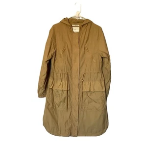 A New Day Water Resistant Tan Long Windbreaker Hooded Womens Size M - Picture 1 of 12