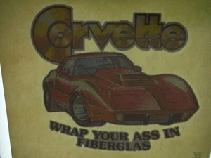 Original Vintage 1970's Corvette muscle car Glitter Iron On Transfer - Picture 1 of 2