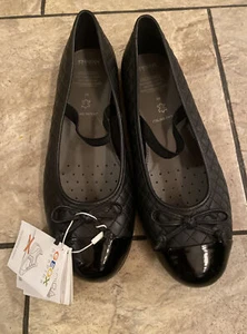 Geox Respira Pile Women's black patent leather quilted Mary Jane flats sz. 39 - Picture 1 of 7