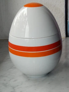 Thomas Porzellan grosse Dose Ei rot orange weiss / Größe etwa wie Straußenei - Picture 1 of 8