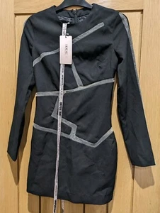 HOUSE OF CB Caribe Black & Nude Bodycon Dress Size XS (6-8) R.R.P. £109 - Picture 1 of 6
