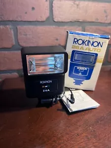 ROKINON 26M 26A Electronic Camera Flash w/ Box Manual Cable UNTESTED VINTAGE - Picture 1 of 4
