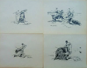ROBERTO DOMINGO / 4 LITHOGRAPHIES ORIGINALES TAUROMACHIE PAPIER BAMBOU JAPON - Bild 1 von 1