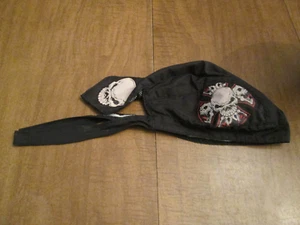 Vtg Unisex Skull in Cross Tie Back Do-Rag Bikers Motorcycle Skull Cap Bandanna - Picture 1 of 4
