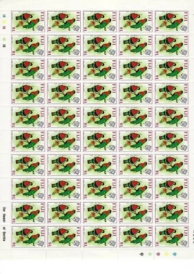 Selos postais de Fiji 1971 em perfeito estado folha completa de 1 dólar Phigys solitarius, sem marca de charneira - Imagem 1 de 3