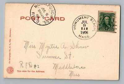 Monument Beach Massachusetts 1906 Type 2/6 Doane Cancel Postcard - Image 1 of 2
