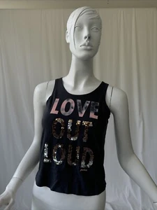 Justice Active Girls Love Out Loud Flip Sequined Athletic Tank - Size 8 - Picture 1 of 6