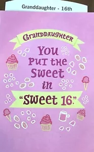 16TH BIRTHDAY Cards for GRANDDAUGHTER , Happy Birthday, Hallmark 3 Choices 17E - Picture 1 of 10