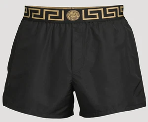 NWT Versace Greca Border Medusa Barocco Black Swim Shorts Bathing Suit 6 L $450 - Picture 1 of 24