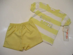 De Colección HEALTHTEX Conjunto Niño 18 Mos Amarillo Blanco Rayas Camisa Pantalones Cortos "100% Niño" Nuevo con Etiquetas - Imagen 1 de 9