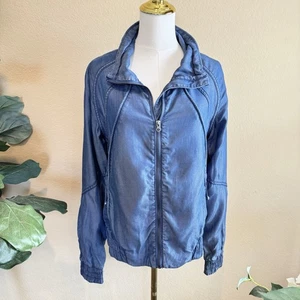 Lorna Jane Women’s S Premium Black Label Chambray Keepers Jacket Zip Up Blue - Picture 1 of 14
