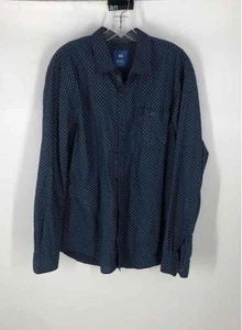 Michael Brandon Mens Blue White Geometric Cotton Blend Button-Up Shirt Size XL - Picture 1 of 6