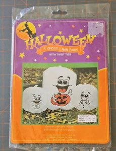 Halloween Ghost and Pumpkin 3 Pack Giant Lawn Bag with twist ties Retro 90s - Picture 1 of 6