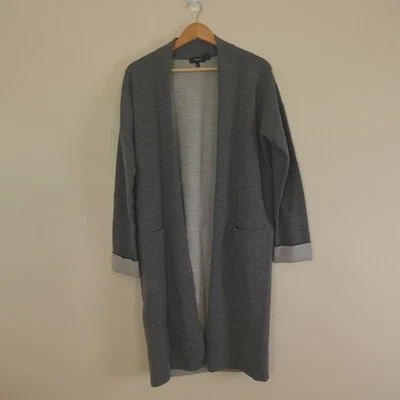Suéter Theory Mujer Gris Medio Doble Cara Cárdigan Mezcla Lana Longline Foto 1 de 4