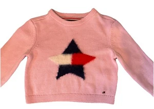 Tommy Hilfiger Girls Pink Sweater XXSmall Red White Blue Star America Preppy - Picture 1 of 5