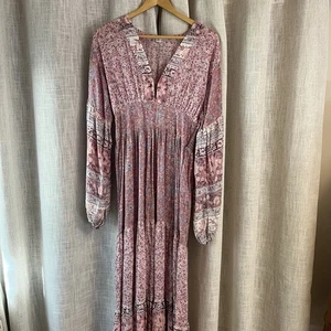 Billabong Boho Maxi Floral Fairy Dress Womens M Festival Cottage Core Milk Maid - Picture 1 of 10