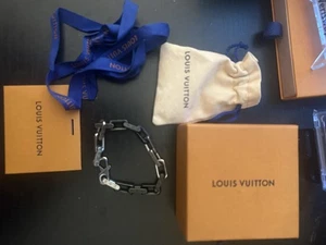 Louis Vuitton Monogram Kette Armband Edelstahl Silber & Schwarz M00687 LE02 - Bild 1 von 4