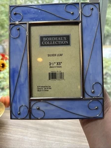 Marco de fotos vintage de vitral azul con plomo colección Burdeos 3 1/2" X 5" - Imagen 1 de 5