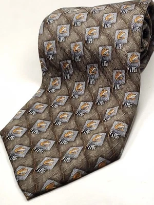 Corbata JZ RICHARDS Hecha a Mano en EE. UU. 100% Seda Para Hombre Marrón Naranja Gris NUEVA Foto 1 de 4