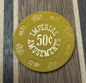 $.50 Imperial Amusement Edmonton, Alberta Casino Chip - Foto 1 di 2