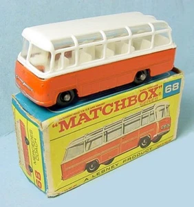 1960s LESNEY MATCHBOX NO. 68 MERCEDES COACH BUS ORANGE EXCELLENT! BOXED DIECAST - Picture 1 of 2