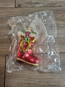 Chrisopher Radko Christmas Ornament Santa Boot Ruby Bootie - Picture 1 of 2