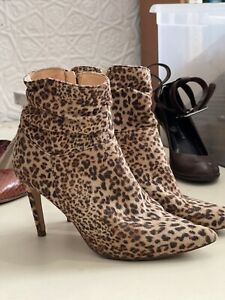 XOXO Leopard Print High Heeled Boots-Bootie-Size 6.5-Glam-Heels-Animal-Faux