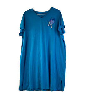 Secret Treasures Sleep Shirt 2X Blue Polka Dot Cotton Blend Lightweight Comfort