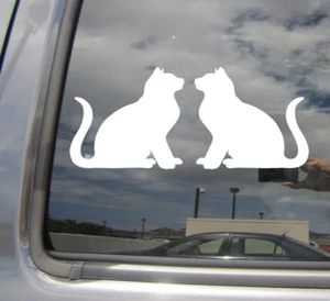 Two Cats Sitting - Feline Car Laptop Bumper Window Vinyl Decal Sticker 01340 - Picture 1 of 2