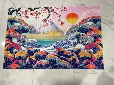 Wall Tapestry Ocean Sun Mountain Meditation 58”X 39” - Image 1 of 4