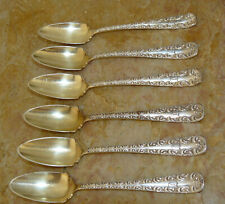 SIX (6) Majestic Rogers and Hamilton 1893 Silverplate FRUIT SPOONS GILT "D" MONO