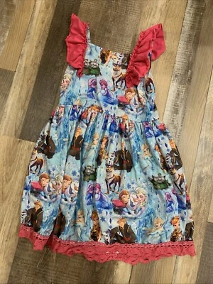 Vestido Frozen Disney Giratorio Boutique Sin Talla Aproximadamente 4T Rosa y Azul Foto 1 de 4