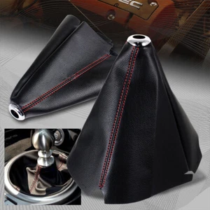 1*Car PVC Leather Red Stitch Shifter Shift Boot Cover Auto Accessories Universal - Picture 1 of 10