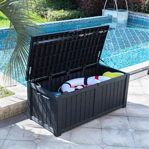 Outdoor Storage Deck Box Large Chest Bin Patio Garden 119 Gallon Container Black - Picture 1 of 10