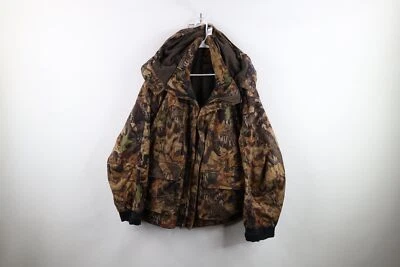Vintage Browning Mens XL Faded Mossy Oak Camouflage Chamois Cloth Hooded Jacket - Image 1 of 4