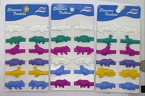 CHOOSE QUANTITY--12 COUNT ANIMAL HAIR BARRETTES,PONYTAIL HOLDER,RANDOM SHAPE - Picture 1 of 3