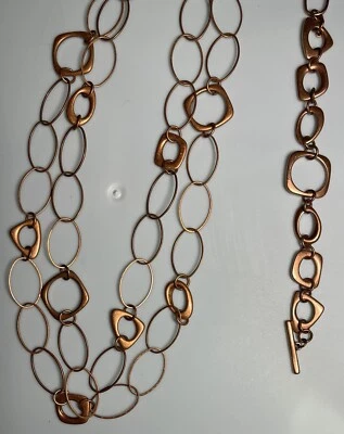 Collar y pulsera Premier Designs tono cobre aros geométricos bronce Foto 1 de 4