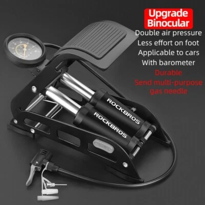 ROCKBROS Double Barrel Bike Floor Foot Pump Portable Air Pump Inflator 160PSI - Image 1 of 4