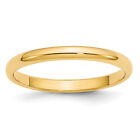Solid 14k Yellow Gold 2.5mm Half Round Wedding Band Size 6 - Ring Size 6.0