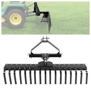 50" 3-Point Landscape Rock Rake Soil Gravel Lawn For Cat 0 Campact Tractor Heavy - Picture 1 of 24