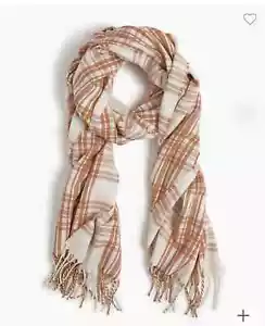 J.Crew klassischer karierter Damenschal Quaste - elfenbein/sienna - neu mit Etikett versiegelte Tasche $ 49,50 - Bild 1 von 4
