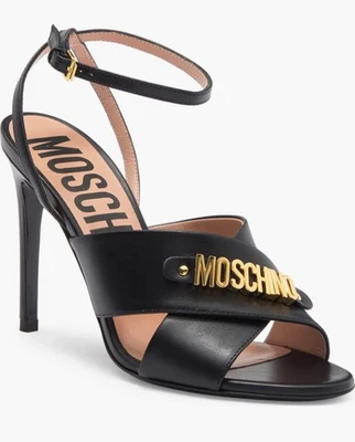 Moschino Mujer Cinturón Metal Cuero Sandalia al Tobillo Tacón de Aguja Talla 7 US $695 Foto 1 de 4
